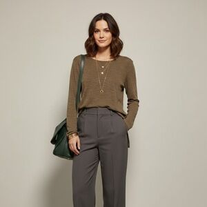 Jigsaw Cotton Linen Blend Long Sleeve Top | Size Small